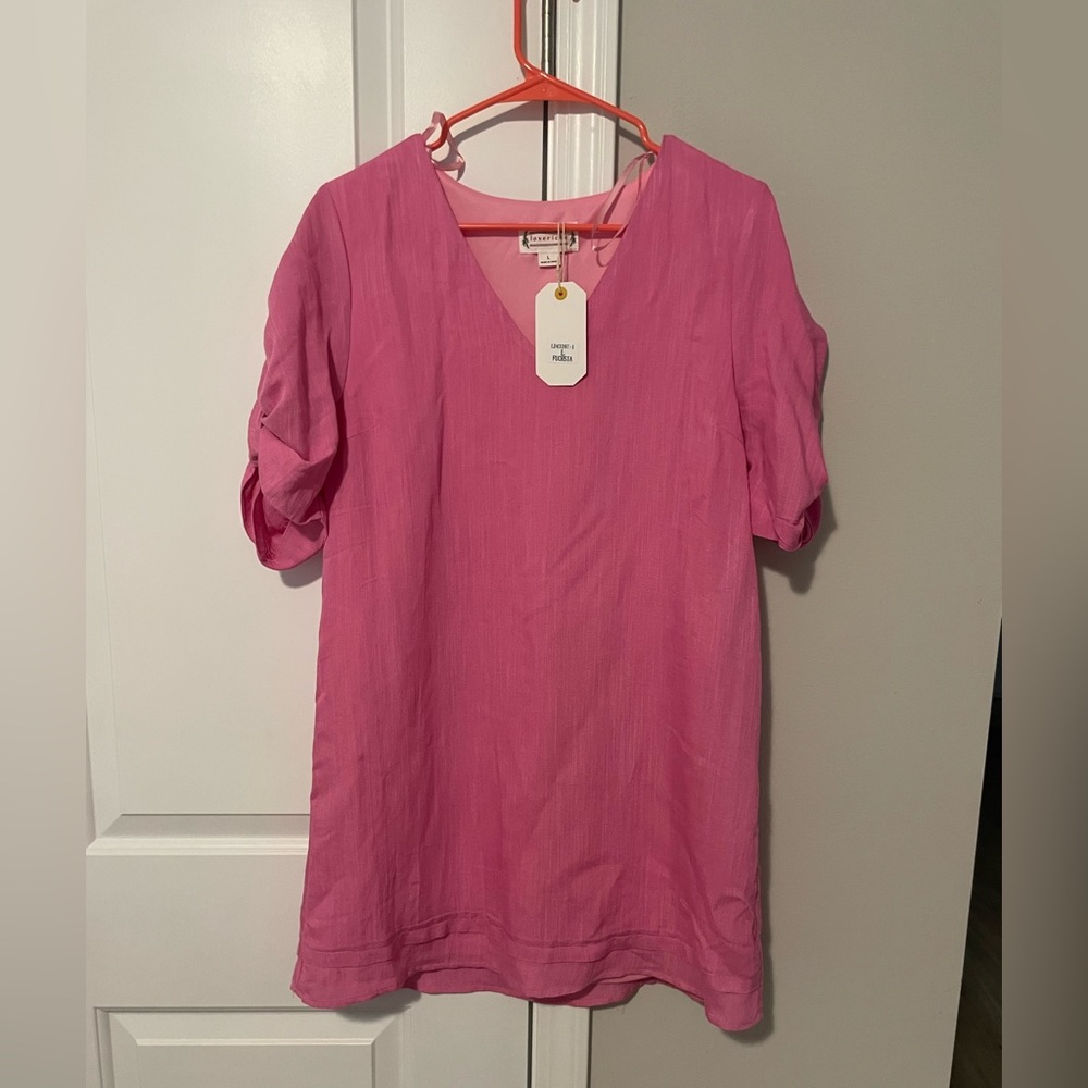 Pink puff sleeve dress